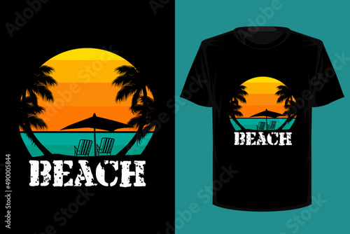 Beach retro vintage t shirt design