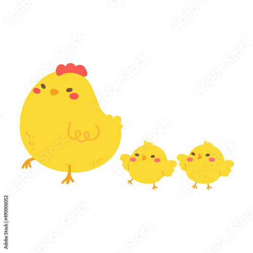 cartoon little chick Hatched eggs on Easter. decorate greeting cards for children