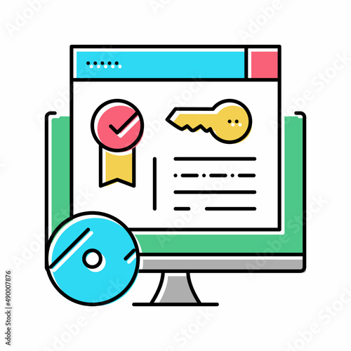 license software color icon vector illustration