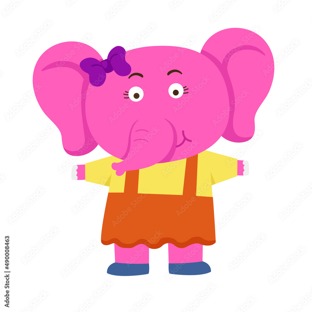 Naklejka premium cute baby elephant standing illustration vector