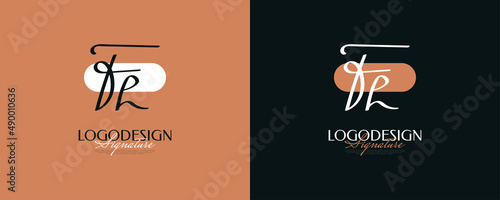 Initial F and H Logo Design with Elegant and Minimalist Handwriting Style. FH Signature Logo or Symbol for Wedding, Fashion, Jewelry, Boutique, and Business Identity