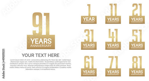 set anniversary logotype premium collection golden color isolated on white background