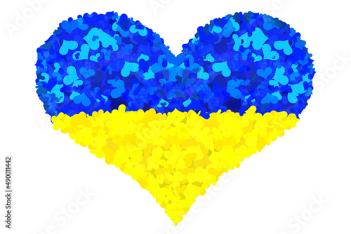 heart with the colors of the Ukrainian flag isolated on a white background.