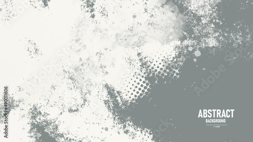 Gray and white abstract grunge background with halftone style.	
