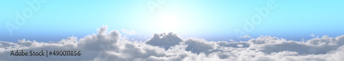 Beautiful cloudy panoramic landscape from above  3D rendering