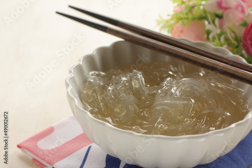 Japanese food, agar agar and vinegar soup for summer food image photo