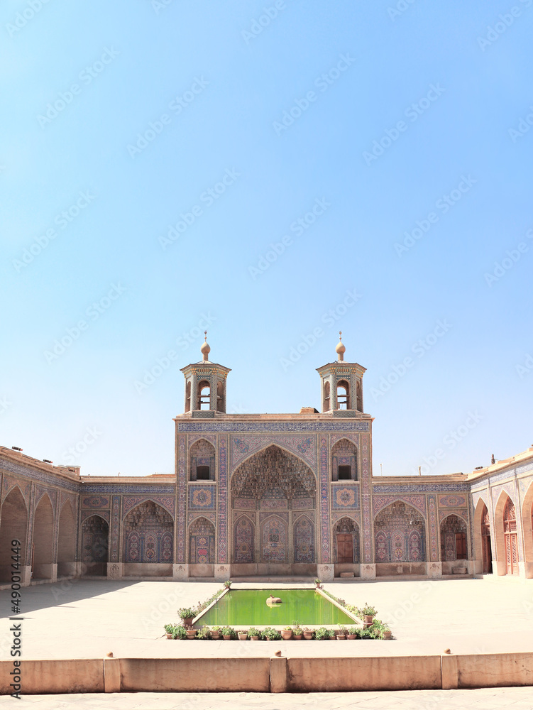 Pool in Nasir al-Mulk mosque (Pink mosque), Shiraz, Iran