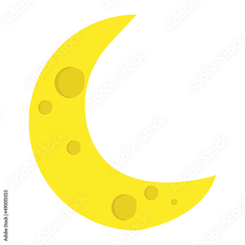 Crescent moon vector illustration in flat color design