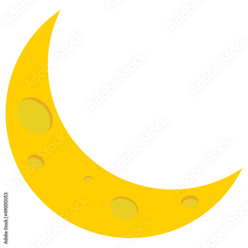 Crescent moon vector illustration in flat color design