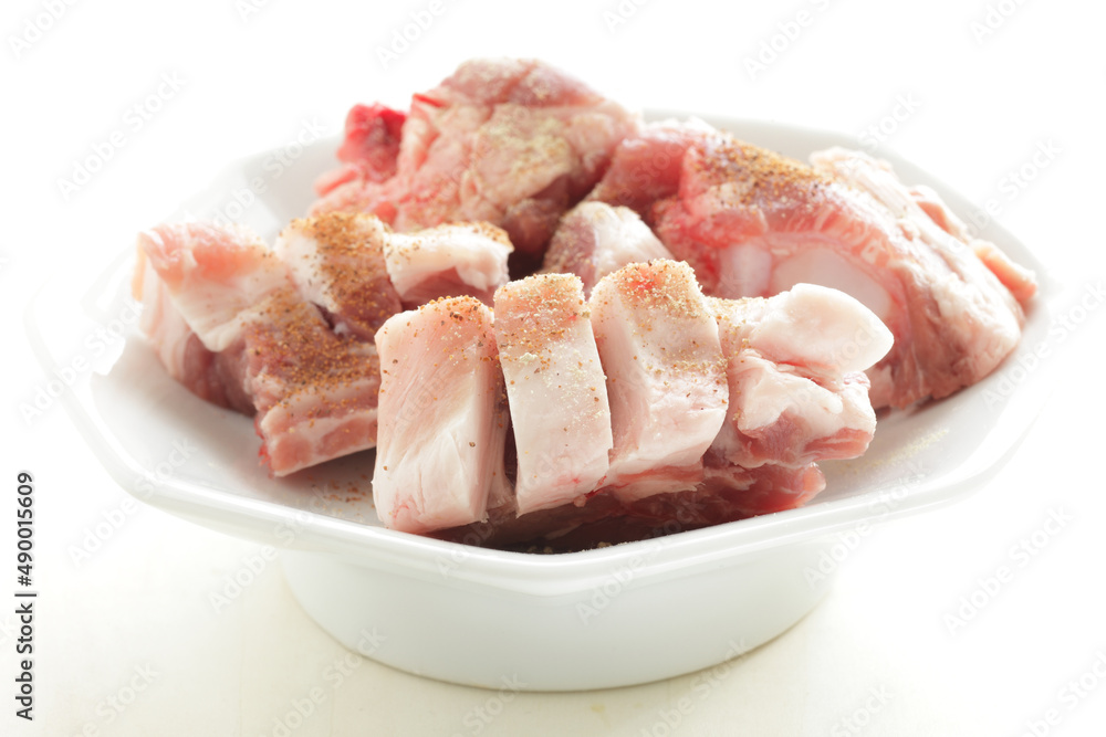 Freshness pork ribs and cumin powder for cooking image