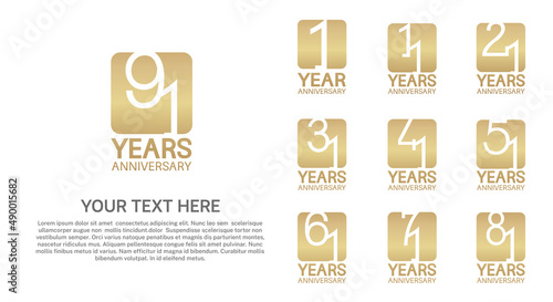 set anniversary logotype premium collection golden color in square isolated on white background