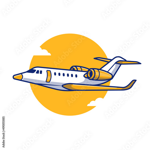 Passenger Plane Cartoon Vector Icon Illustration. Air Transportation Icon Concept Isolated Premium Vector. Flat Cartoon Style
