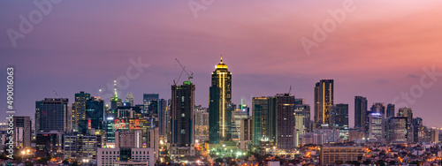 Skyscrapers at Bonifacio Global city, Metro Manila at Magic hour.