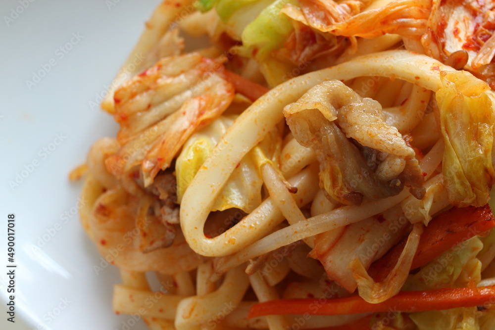Homemade Korean Kimchi Fried Udon noodles Homemade Korean Kimchi Fried Udon noodles