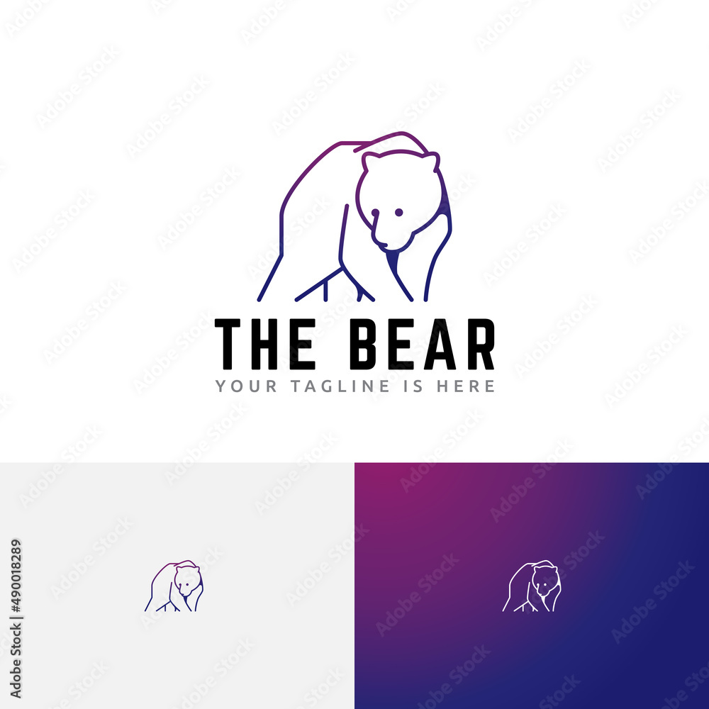 Big Grizzly Bear Wild Nature Monoline Logo Template