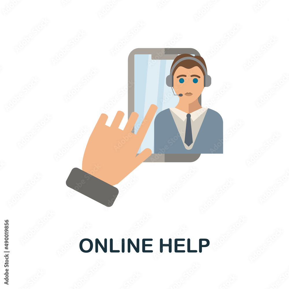Online Help flat icon. Colored element sign from feedback collection. Flat Online Help icon sign for web design, infographics and more. Online Help flat icon. Colored element sign from feedback collection. Flat Online Help icon sign for web design, infographics and more.