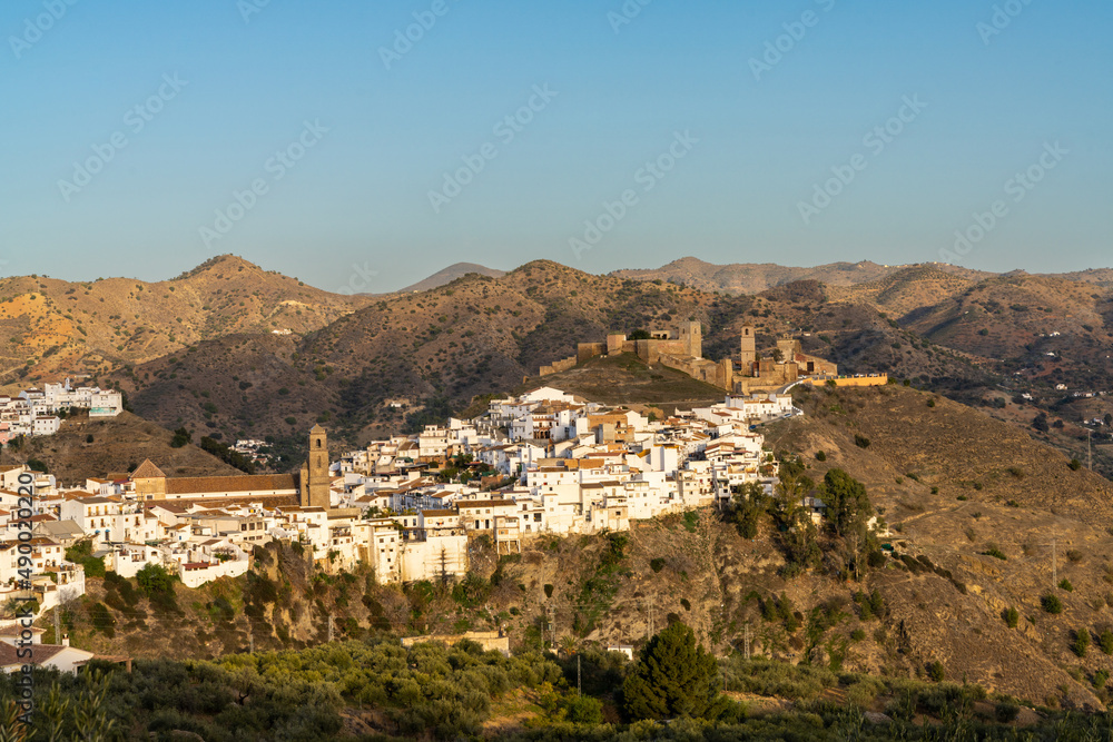 view of the Andalusian village of Alora and Moorish Castle
