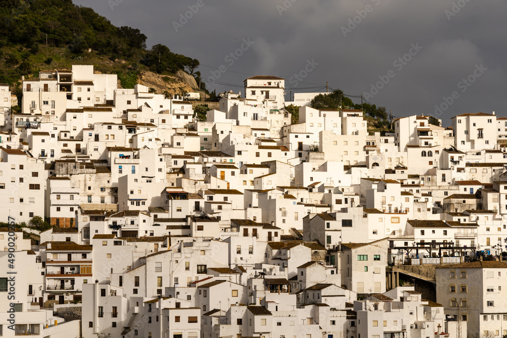 detail view of the whitewashed houses in the village of Casares in Andalusia