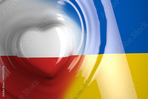 Polska i Ukraińska flaga z sercem photo