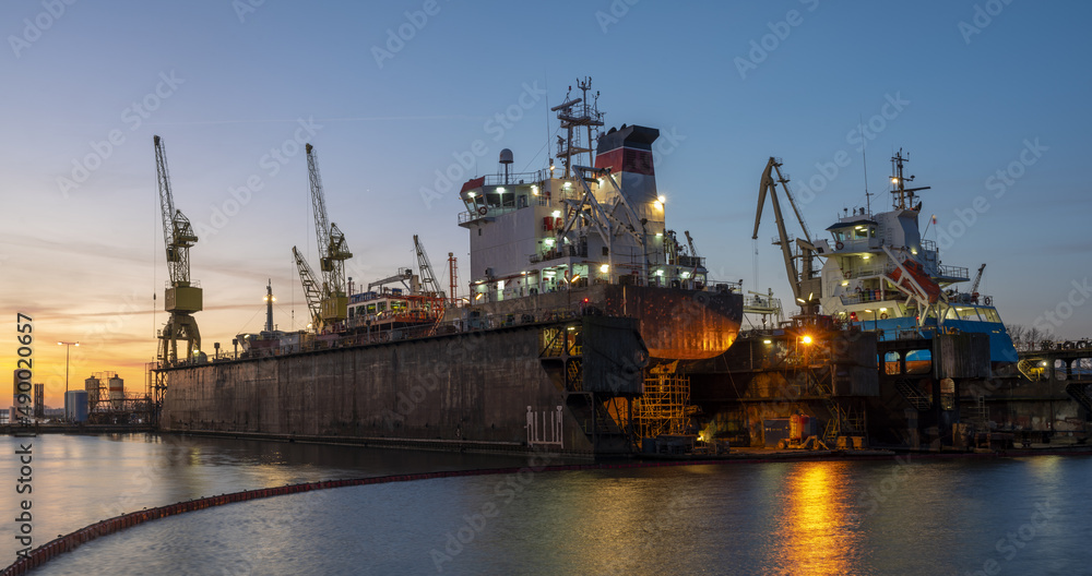 Commercial vessels overhauled at a ship repair yard