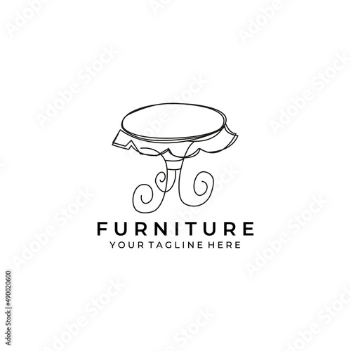 furniture illustration line art vector design logo. nature indoor monoline outline linear simple minimalist minimal