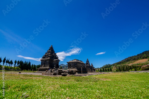 Arjuna Temple with blue skies above, Dieng, Banjarnegara, Central Java, Indonesia photo