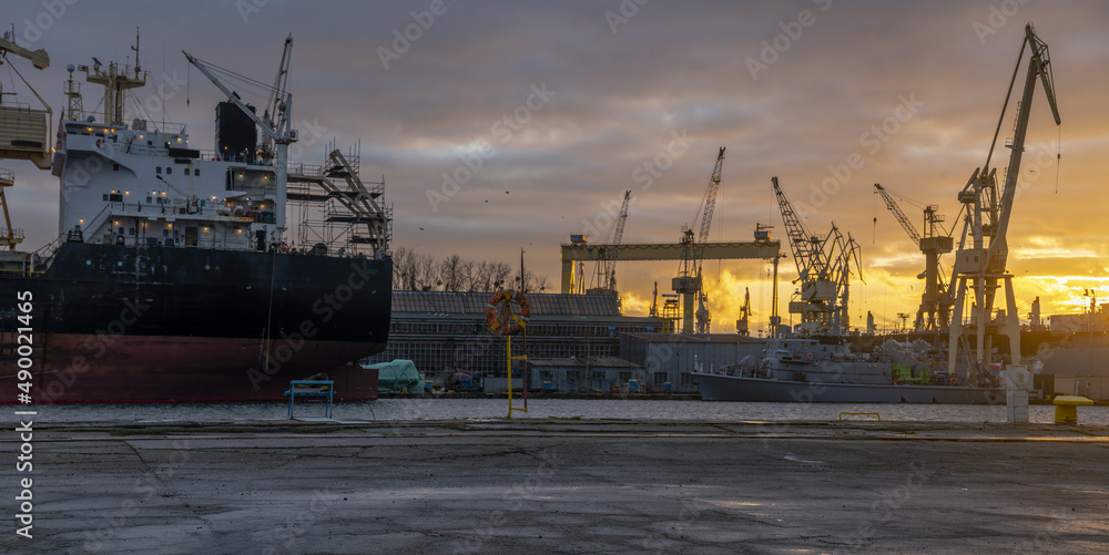 Fototapeta premium CGI Backplates showing industrial areas, harbors