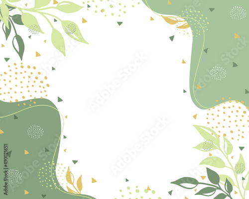 Modern universal artistic template.Holiday card. Good for invitations,menu, table number card design. Wedding template.March 8th. Leaves spring and summer background