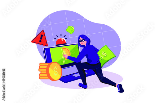 Computer Cryptocurrency Attack illustration concept
