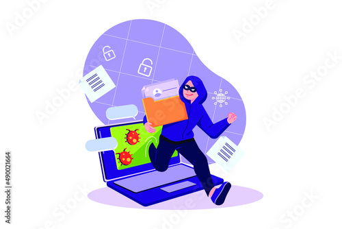 Computer Spyware Attack illustration concept