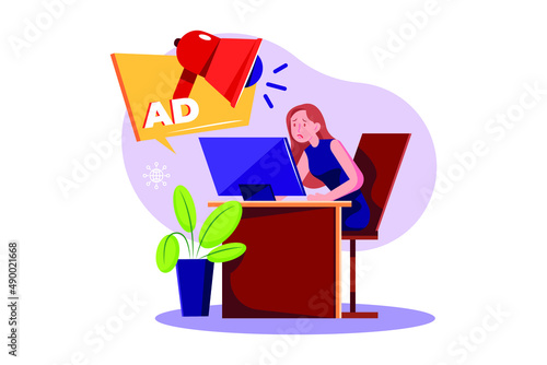 Computer Adware Attack illustration concept