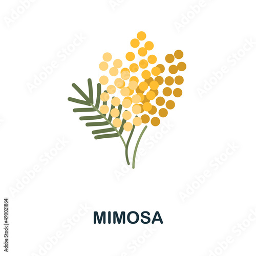 Mimosa flat icon. Colored element sign from flowers collection. Flat Mimosa icon sign for web design, infographics and more.