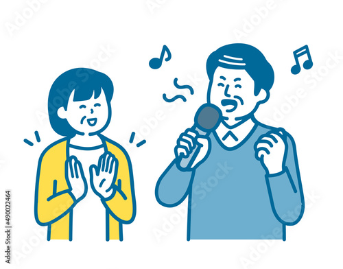 Elderly people enjoying singing