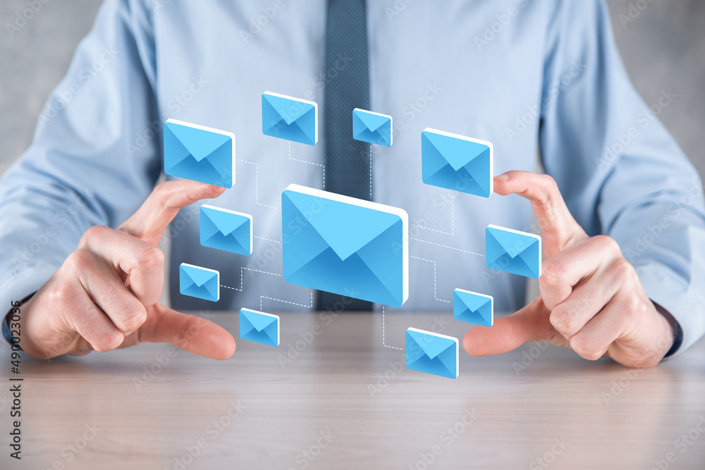 Email marketing and newsletter concept.Contact us by newsletter email and protect your personal information from spam mail concept.Scheme of direct sales in business. List of clients for mailing. Email marketing and newsletter concept.Contact us by newsletter email and protect your personal information from spam mail concept.Scheme of direct sales in business. List of clients for mailing.