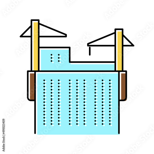 cranes building skyscraper color icon vector illustration