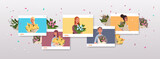 set mix race girls holding bouquets of flowers in web browser windows 8 march happy womens day celebration