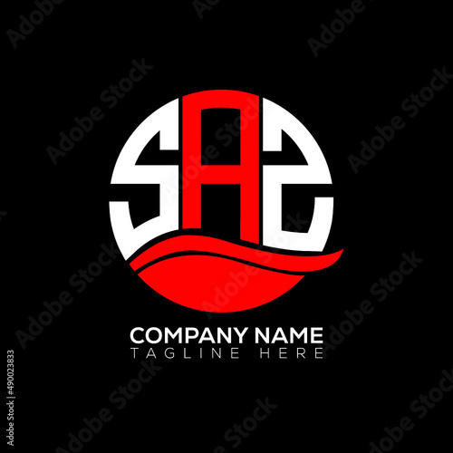 SAZ logo monogram isolated on circle element design template, SAZ letter logo design on black background. SAZ creative initials letter logo concept.  SAZ letter design.