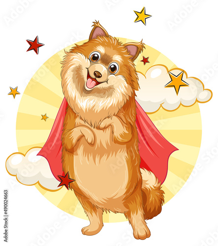 A dog superhero on sky background