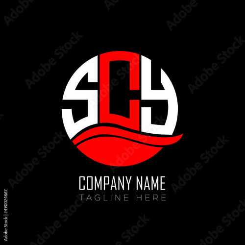 SCY logo monogram isolated on circle element design template, SCY letter logo design on black background. SCY creative initials letter logo concept.  SCY letter design.