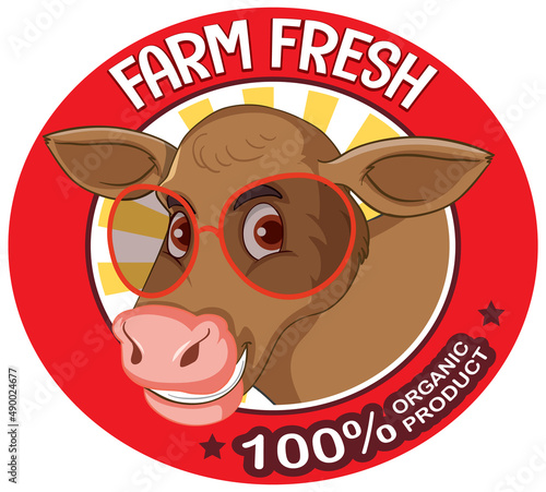 A cow with a Farm fresh label