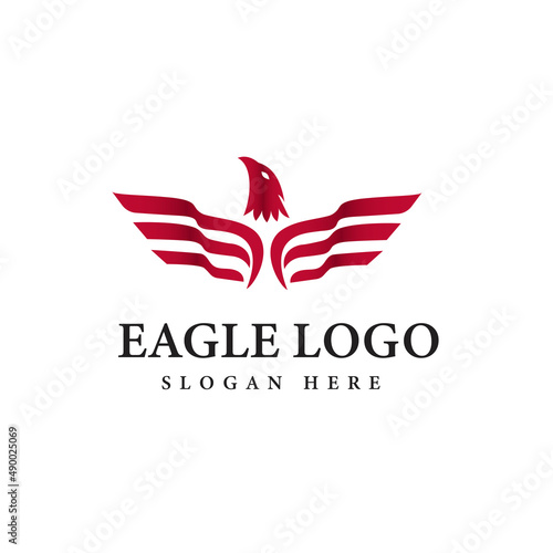 Flying red eagle illustration logo