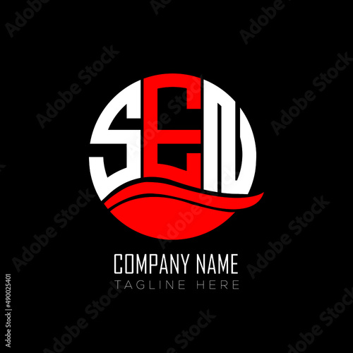 SEN logo monogram isolated on circle element design template, SEN letter logo design on black background. SEN creative initials letter logo concept.  SEN letter design.