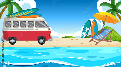 Road trip summer vacation on the beach