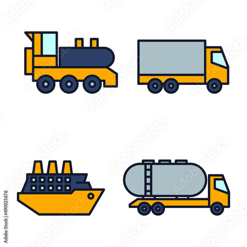 Transport, heavy duty machines set icon symbol template for graphic and web design collection logo vector illustration