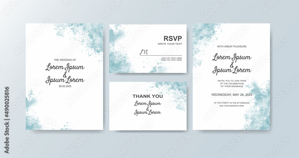 Wedding invitation with abstract watercolor background