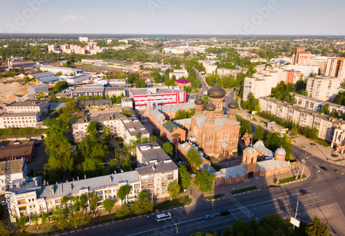 Aerial view of Vvedenskaya church at city Ivanovo. Russia photo