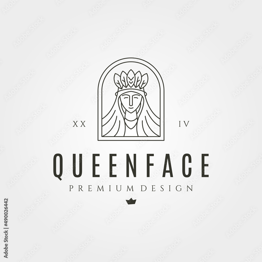 goddess queen wearing nature crown logo vector symbol illustration design, minimalism logo