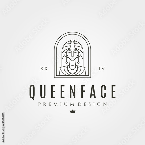 egyptian cleopatra woman logo vector illustration design, beauty face logo design