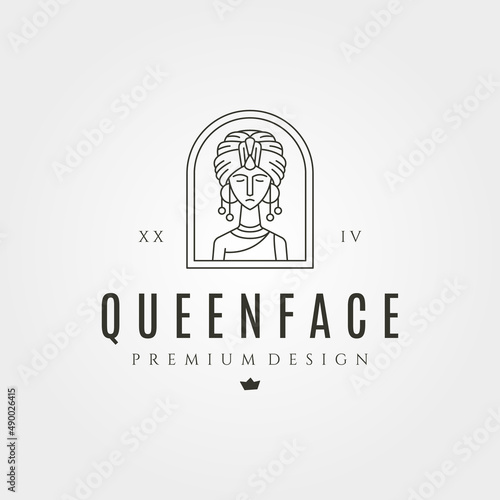 african woman logo line art vector symbol illustration design, woman wearing turban logo design