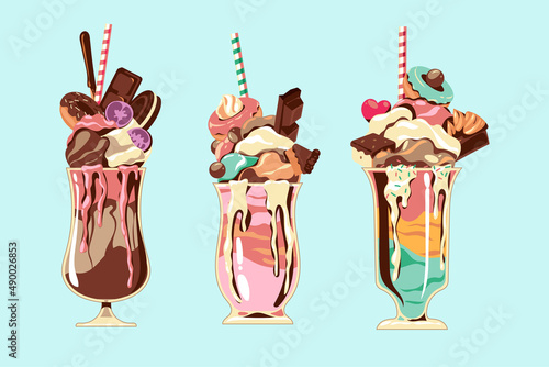 Different Delicious Freak Shakes or Monster Shake Collection